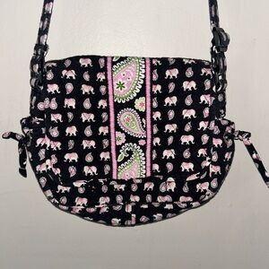 Vera Bradley Black and Pink Elephant Paisley Crossbody Bag